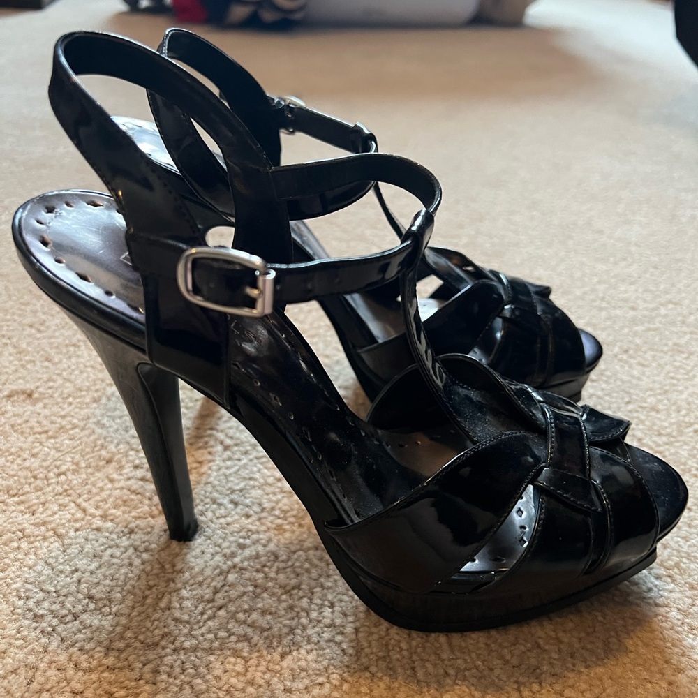BCBG Elegant Black Strappy Heels